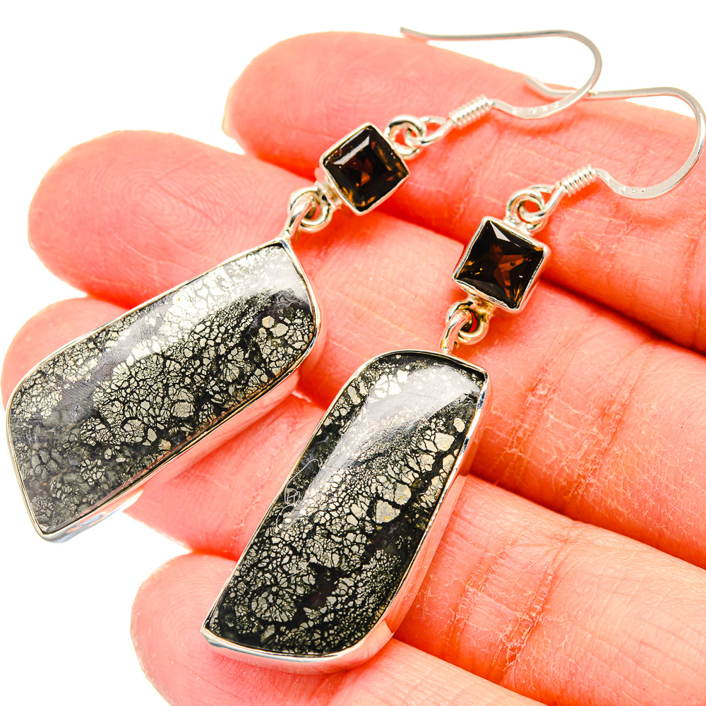 Pyrite Agate Earrings handcrafted by Anasilvercos - EARR422914