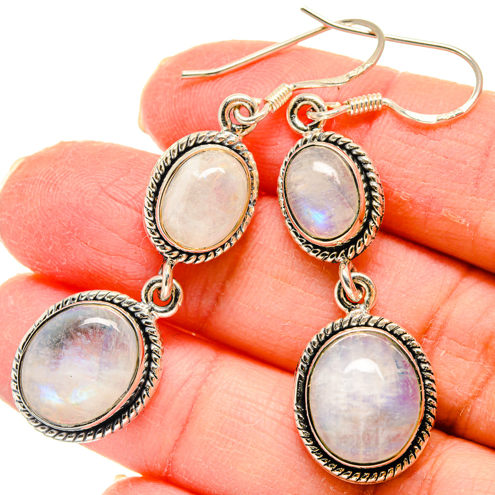 Rainbow Moonstone Earrings handcrafted by Anasilvercos - EARR422964