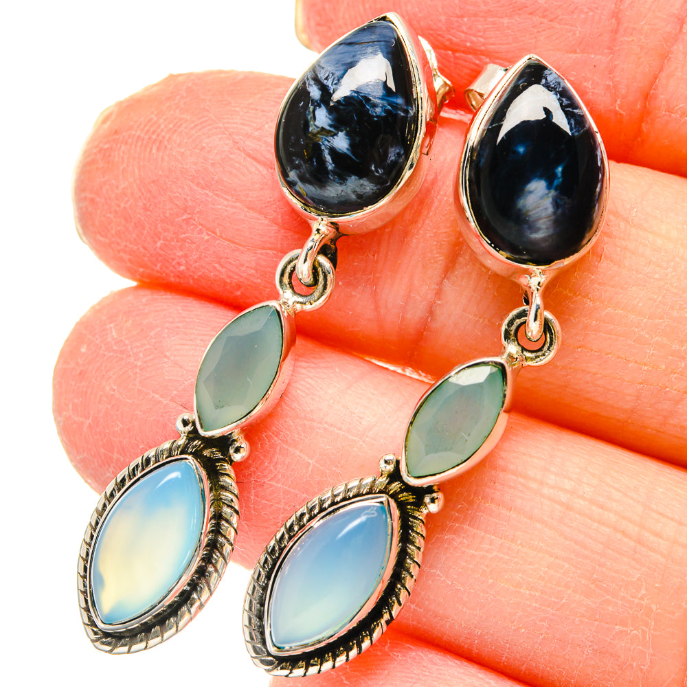 Aqua Chalcedony Earrings handcrafted by Anasilvercos - EARR422966