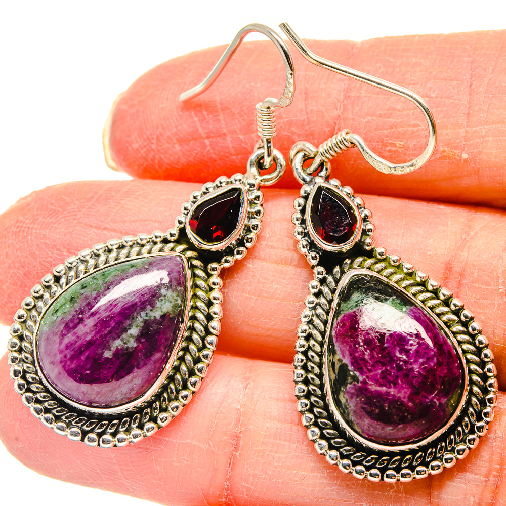 Ruby Zoisite, Garnet Earrings handcrafted by Anasilvercos - EARR422975