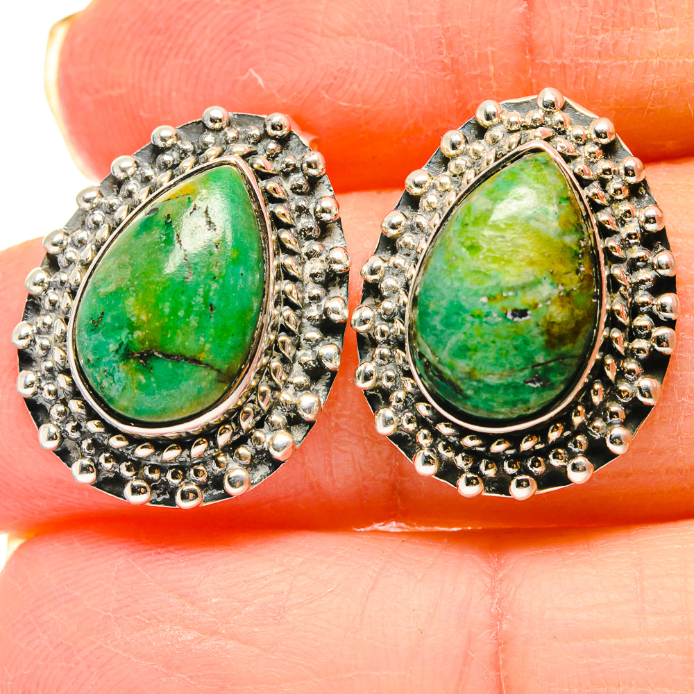 Gaspeite Earrings handcrafted by Anasilvercos - EARR422983