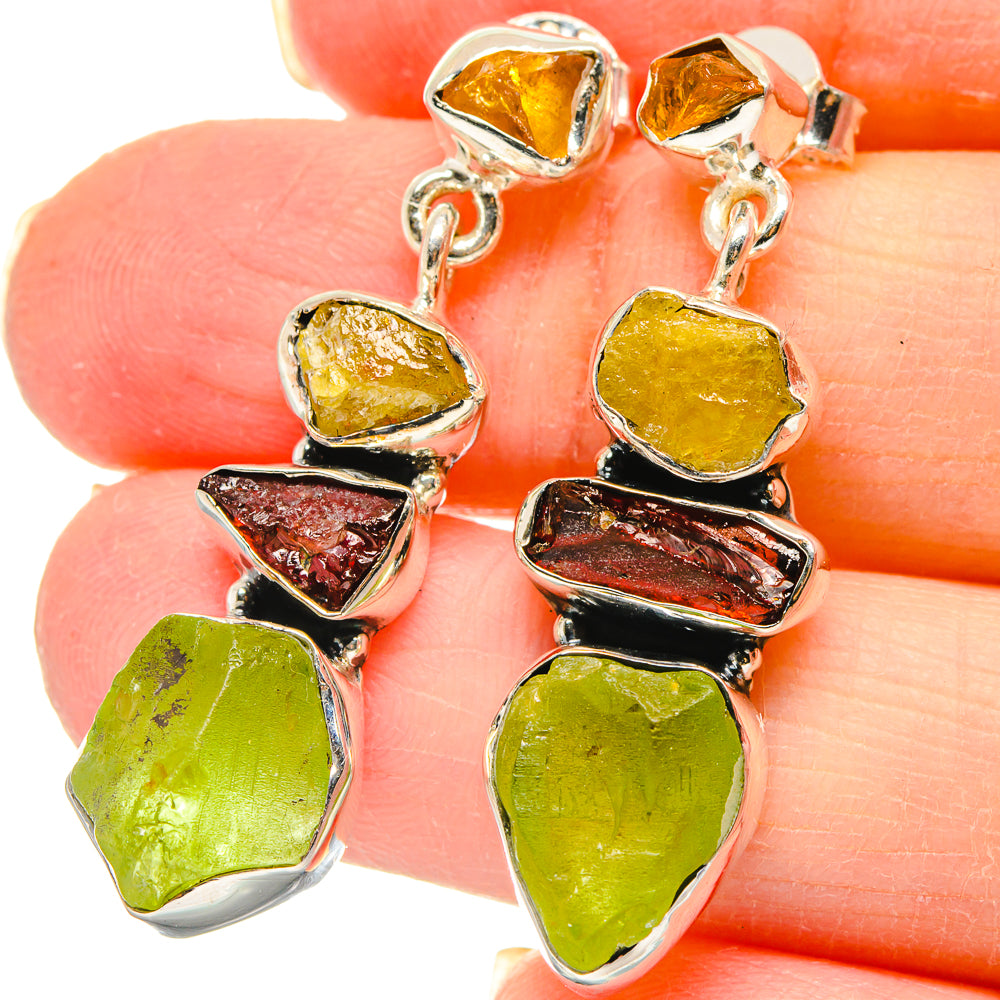 Peridot, Garnet, Citrine Earrings handcrafted by Anasilvercos - EARR422993