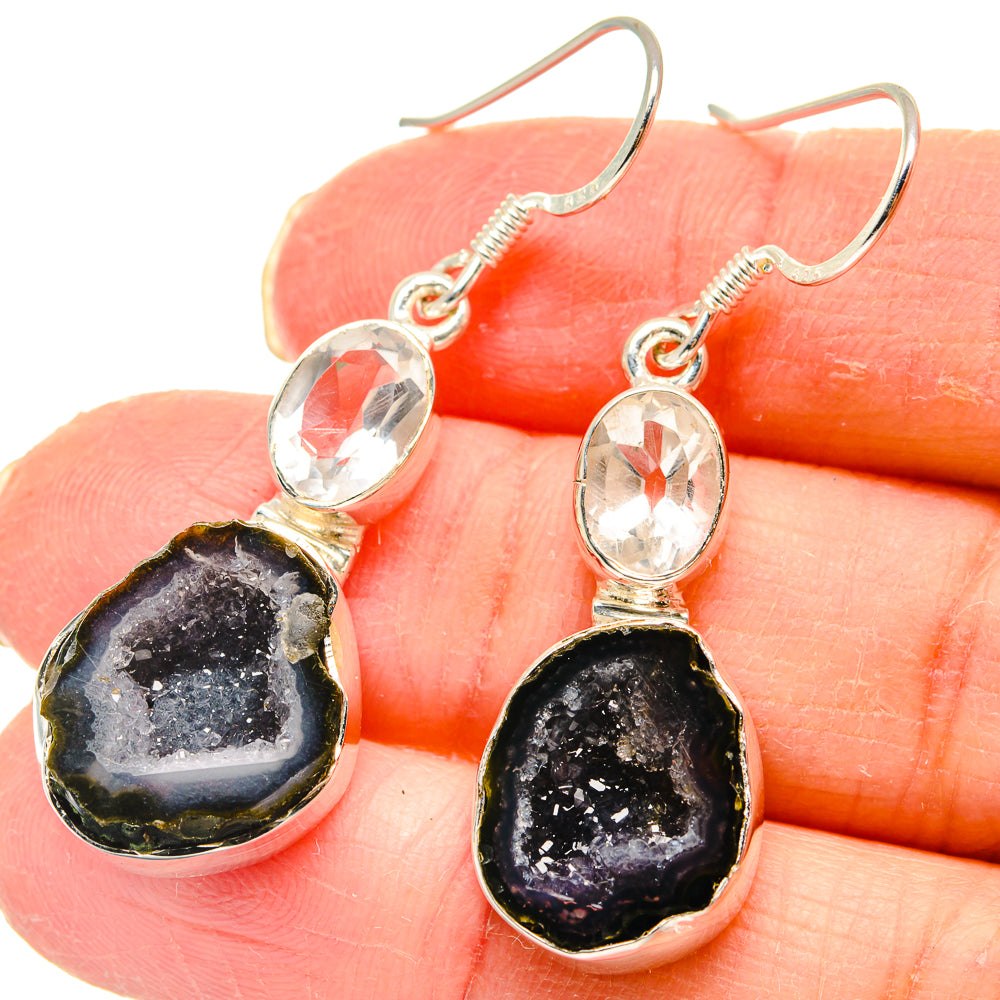Coconut Geode Druzy, White Quartz Earrings handcrafted by Anasilvercos - EARR423001