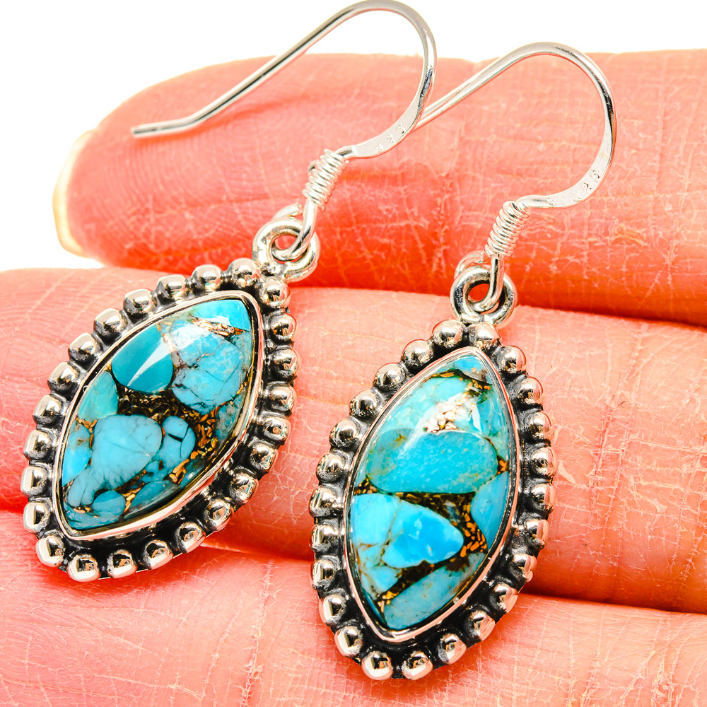 Blue Copper Composite Turquoise Earrings handcrafted by Anasilvercos - EARR423029