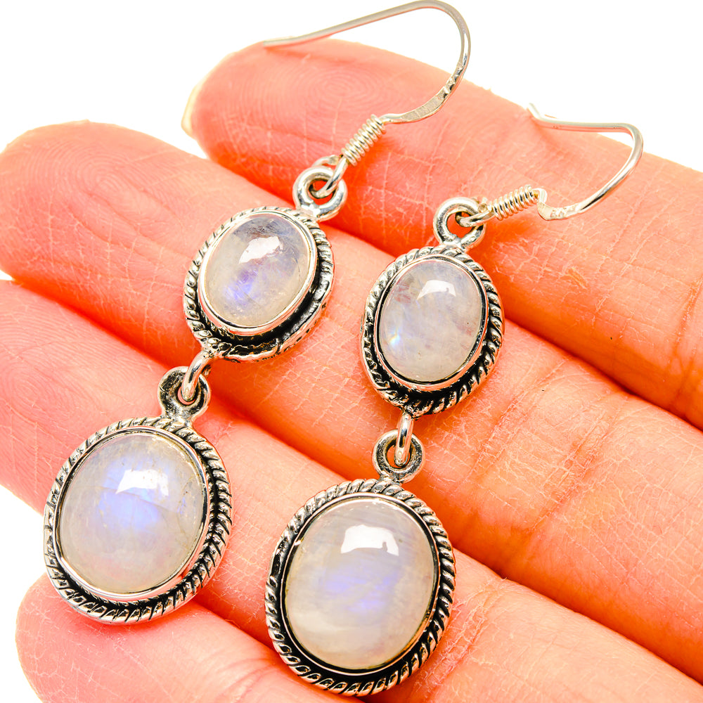 Rainbow Moonstone Earrings handcrafted by Anasilvercos - EARR423036
