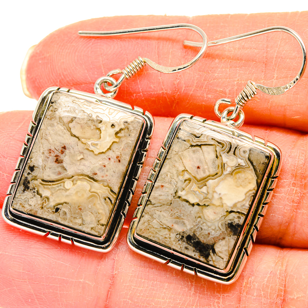 Laguna Lace Agate Earrings handcrafted by Anasilvercos - EARR423042