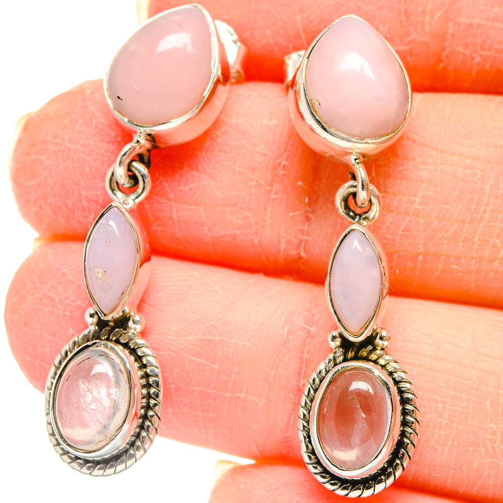 Pink Opal Earrings handcrafted by Anasilvercos - EARR423044