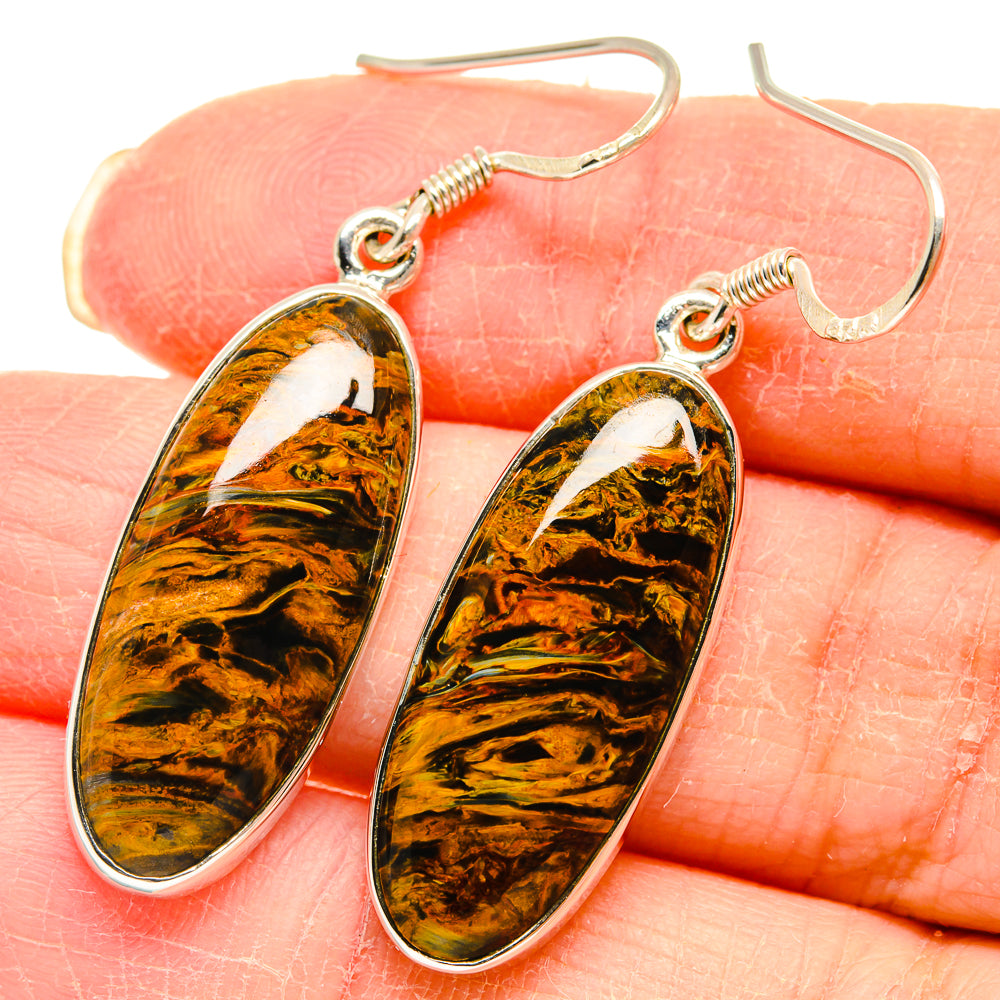 Golden Pietersite Earrings handcrafted by Anasilvercos - EARR423050