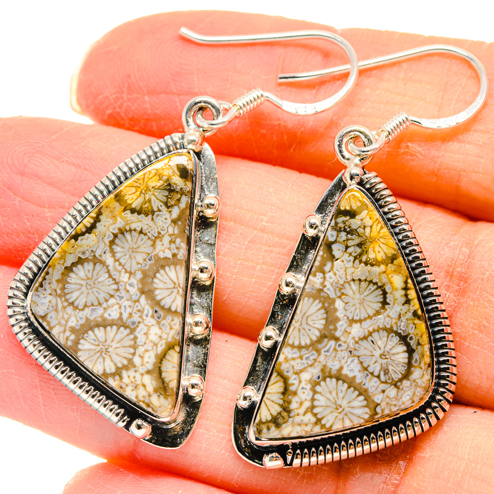 Fossil Coral Earrings handcrafted by Anasilvercos - EARR423054