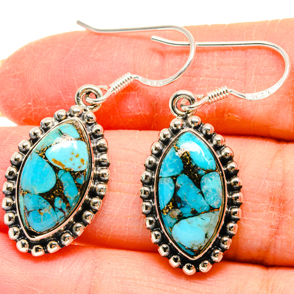 Blue Copper Composite Turquoise Earrings handcrafted by Anasilvercos - EARR423055
