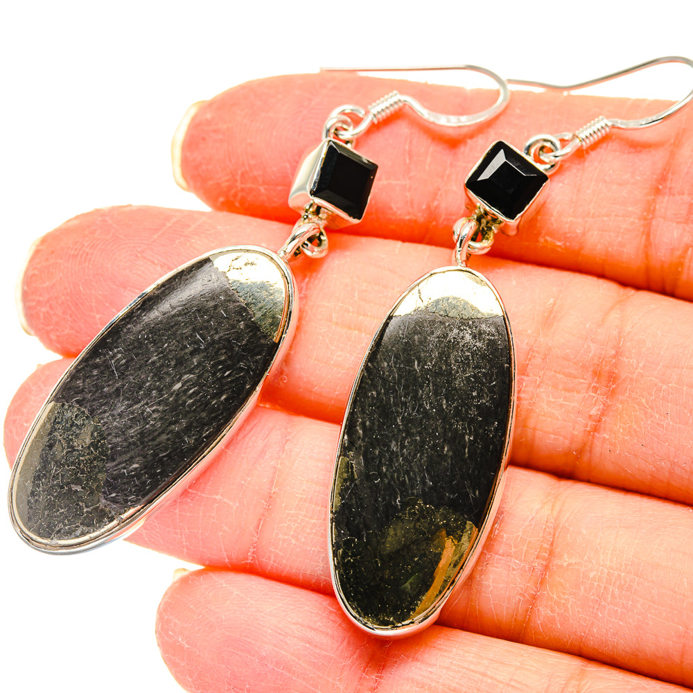 Pyrite Agate Earrings handcrafted by Anasilvercos - EARR423064