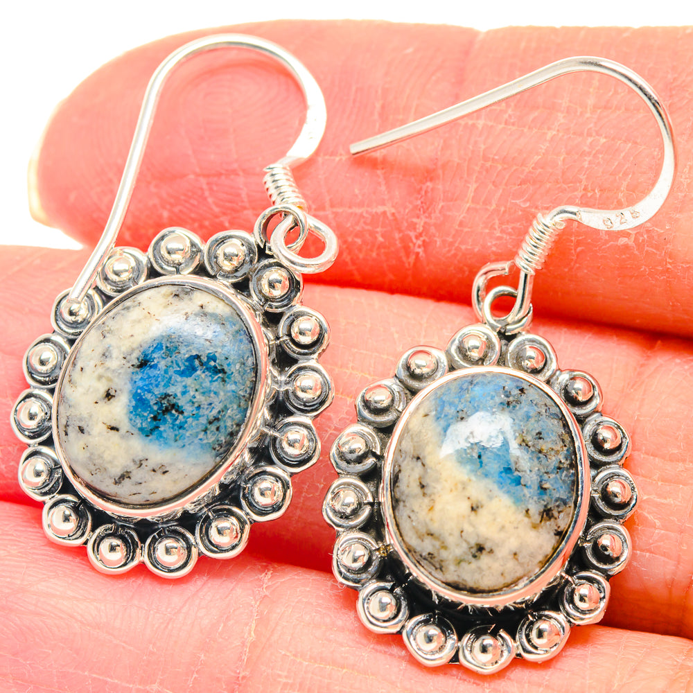 K2 Blue Azurite Earrings handcrafted by Anasilvercos - EARR423071