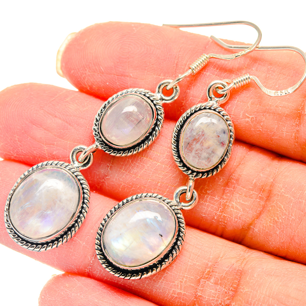 Rainbow Moonstone Earrings handcrafted by Anasilvercos - EARR423095