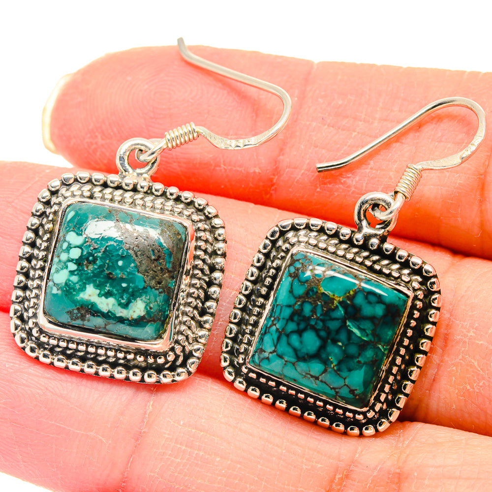 Tibetan Turquoise Earrings handcrafted by Anasilvercos - EARR423115