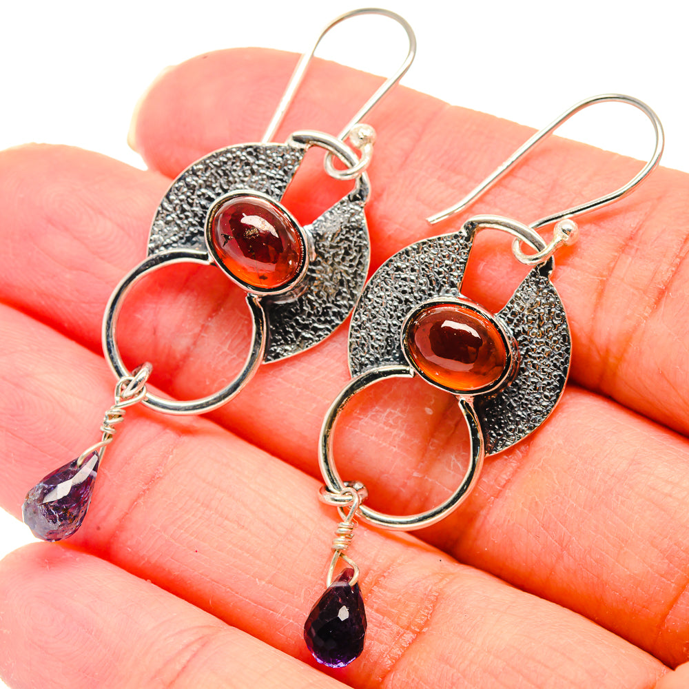Carnelian, Tanzanite Earrings handcrafted by Anasilvercos - EARR423118