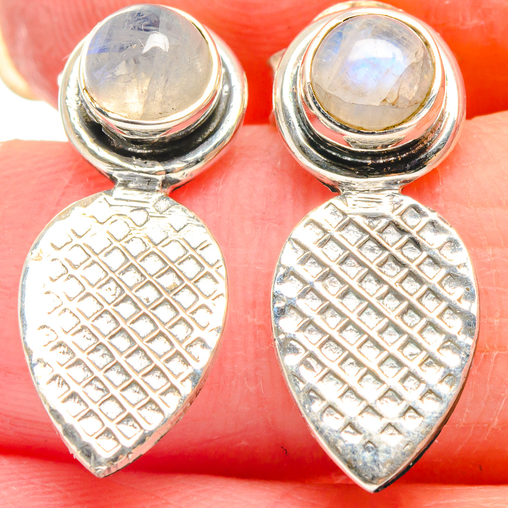 Rainbow Moonstone Earrings handcrafted by Anasilvercos - EARR423120