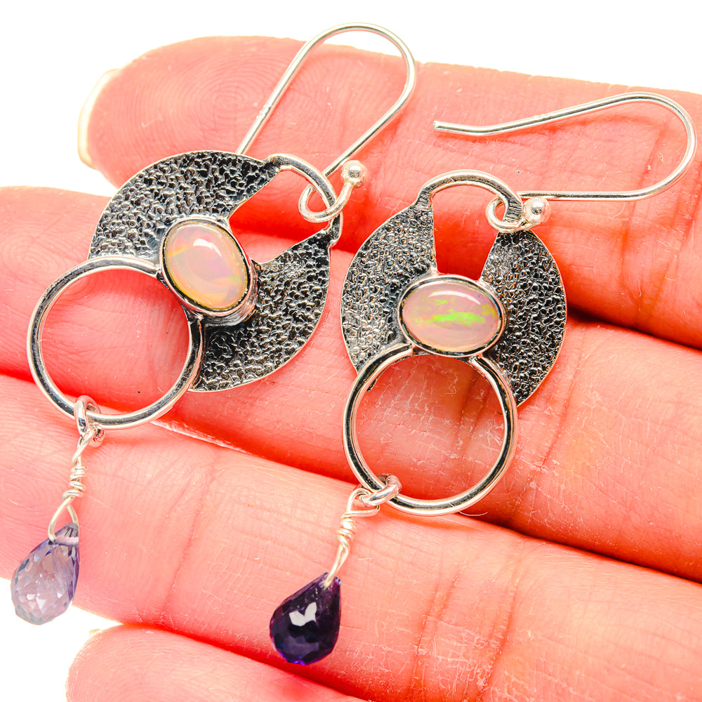 Ethiopian Opal, Tanzanite Earrings handcrafted by Anasilvercos - EARR423138