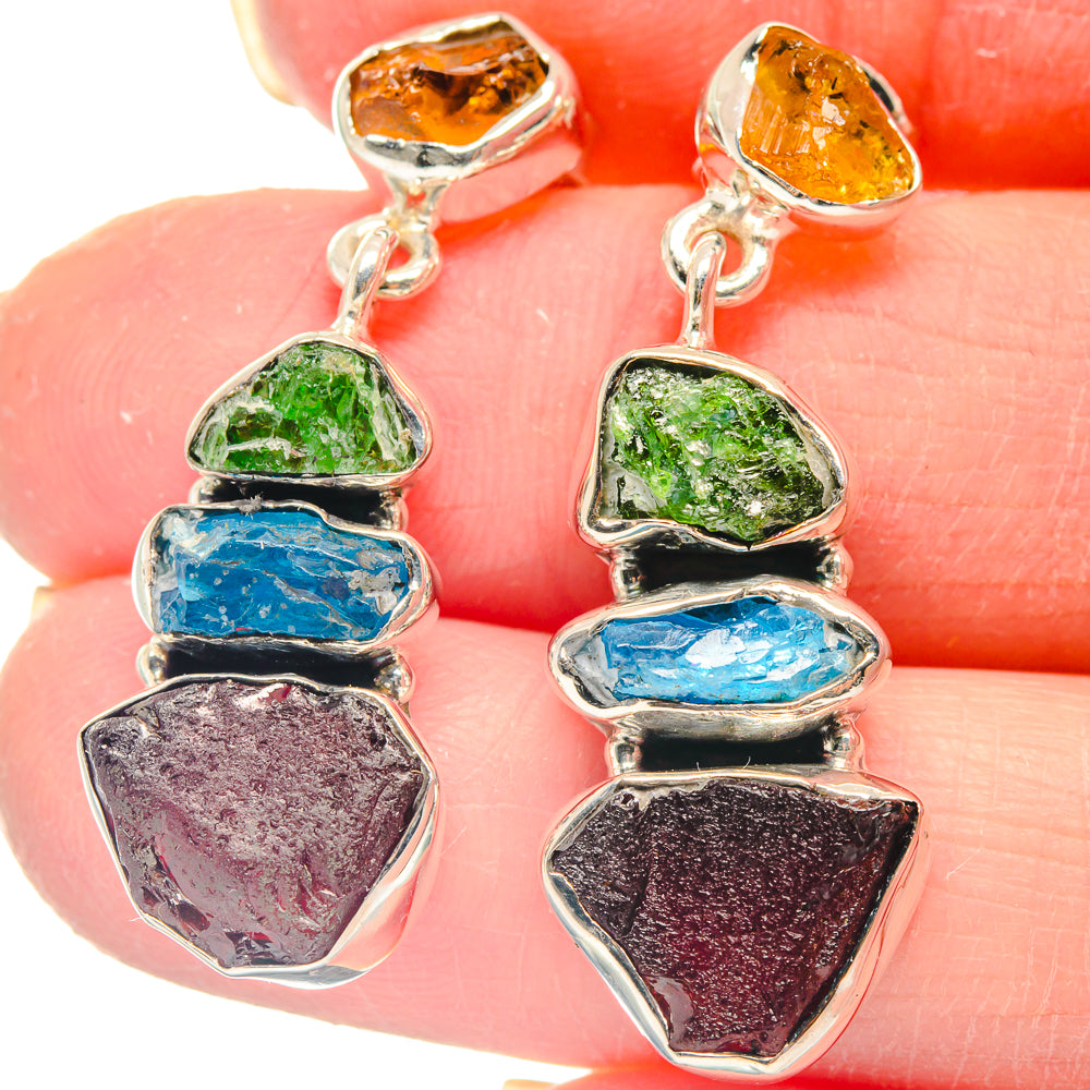 Garnet, Apatite, Chrome Diopside, Citrine Earrings handcrafted by Anasilvercos - EARR423142