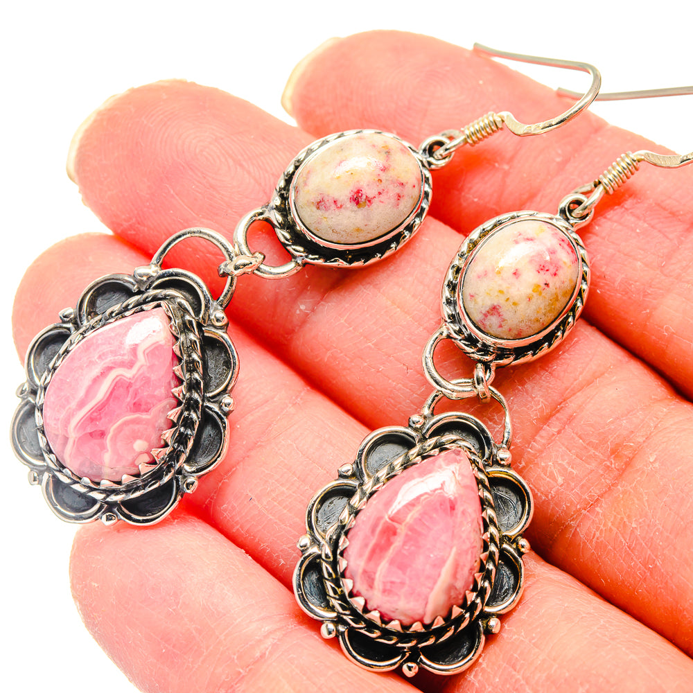 Rhodochrosite, Cinnabar Earrings handcrafted by Anasilvercos - EARR423162