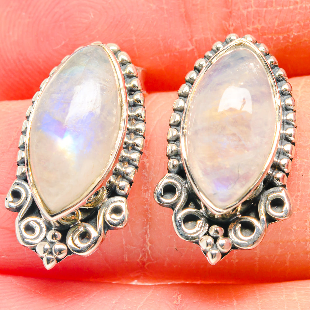 Rainbow Moonstone Earrings handcrafted by Anasilvercos - EARR423173