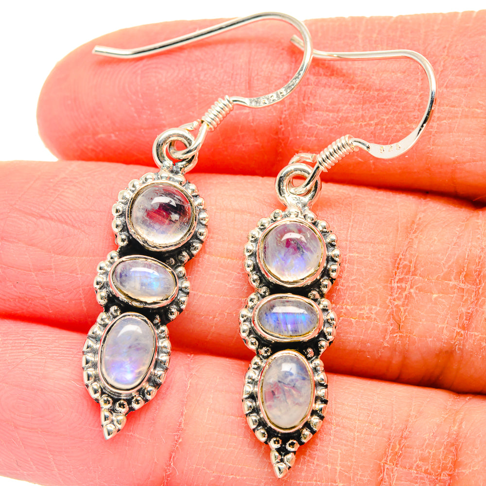 Rainbow Moonstone Earrings handcrafted by Anasilvercos - EARR423180