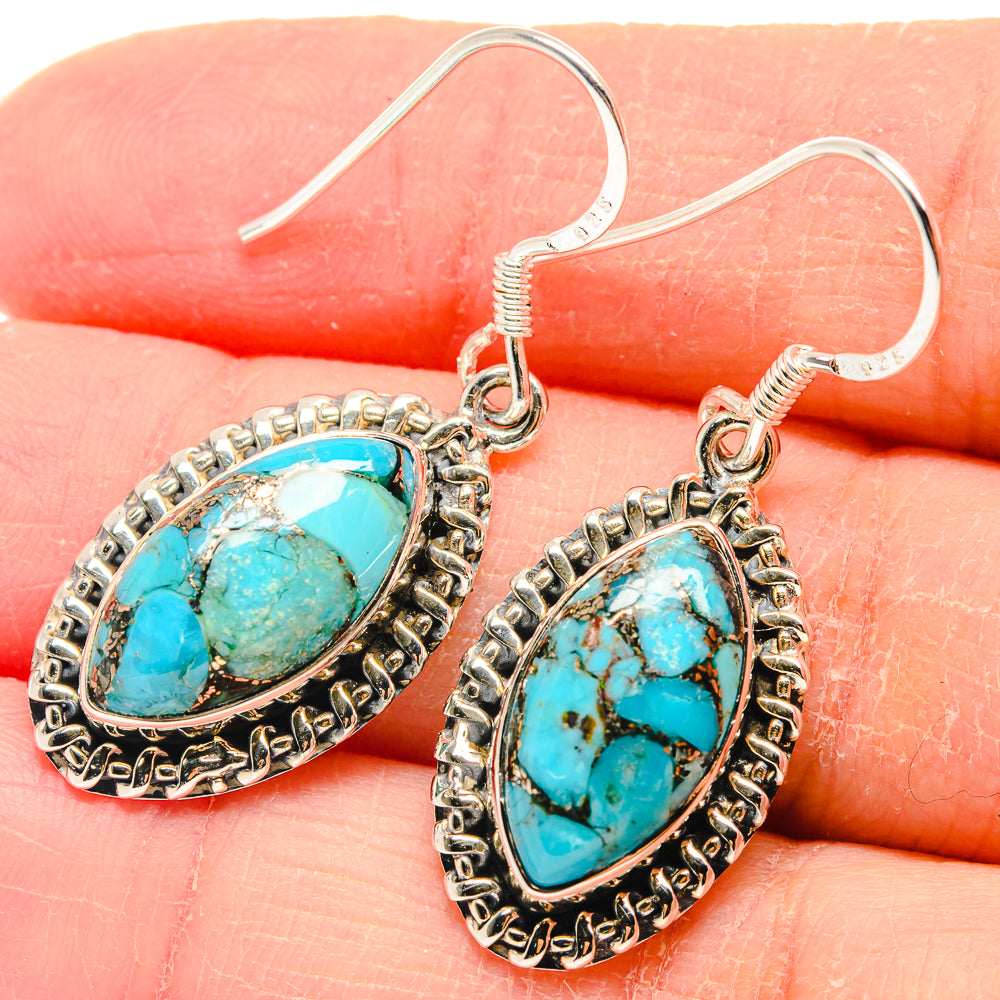 Blue Copper Composite Turquoise Earrings handcrafted by Anasilvercos - EARR423186