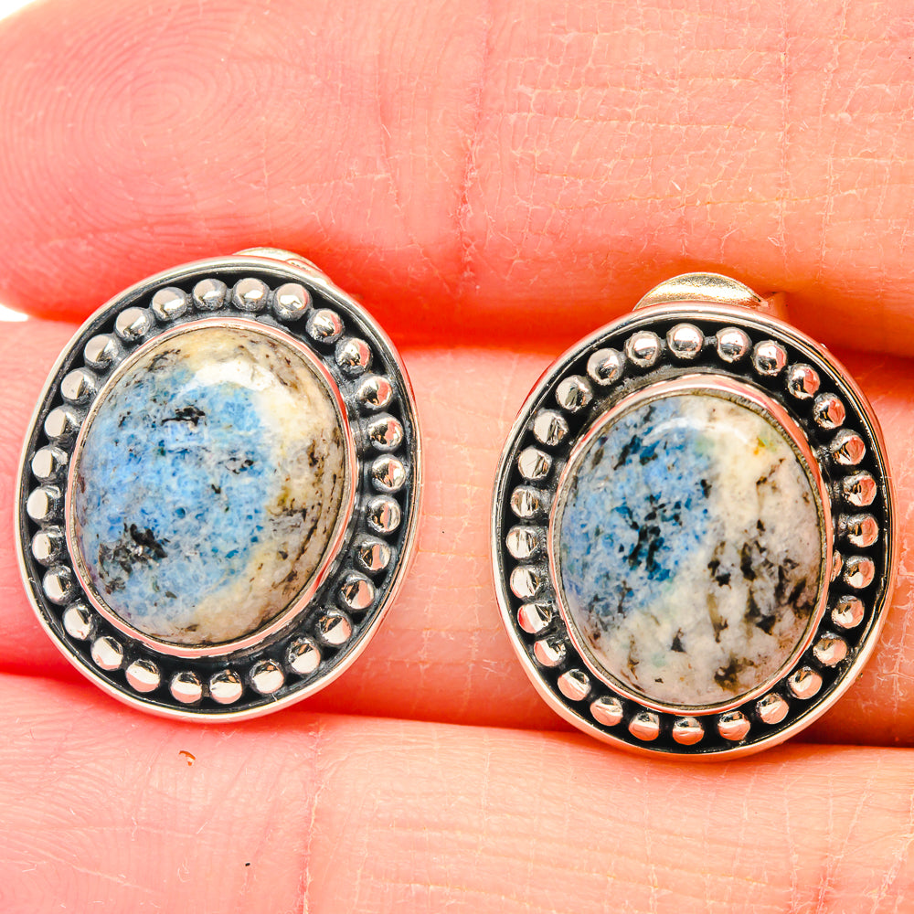 K2 Blue Azurite Earrings handcrafted by Anasilvercos - EARR423194