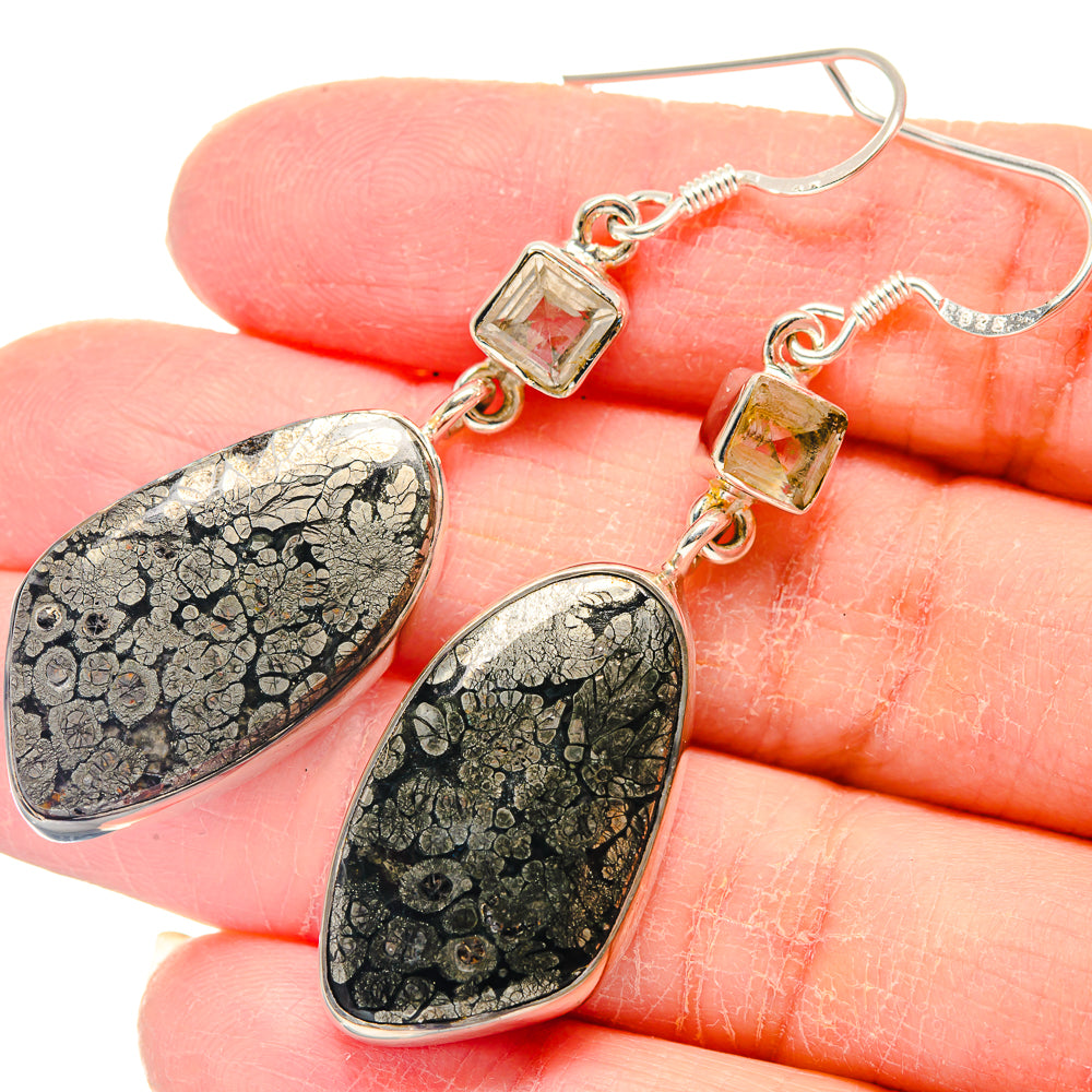 Pyrite Agate Earrings handcrafted by Anasilvercos - EARR423200