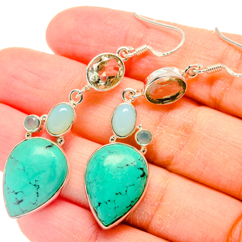 Turquoise Earrings handcrafted by Anasilvercos - EARR423209