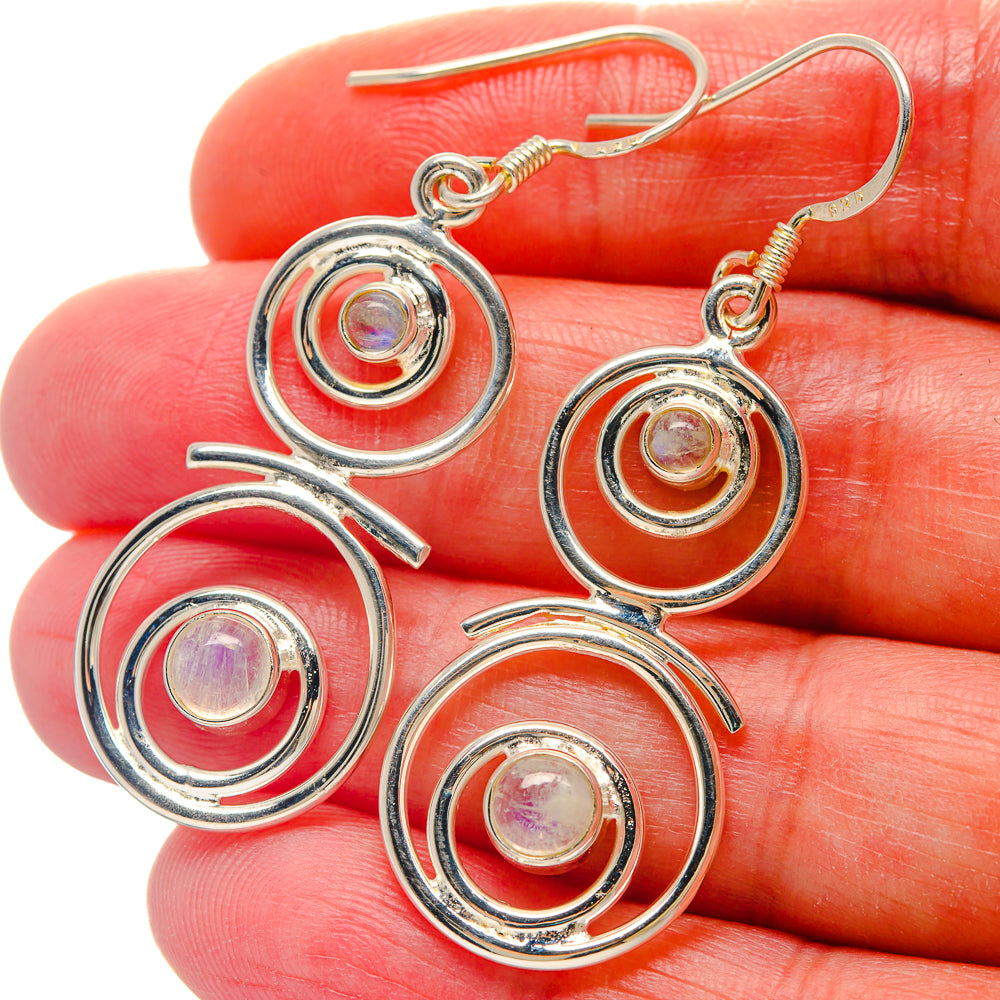 Rainbow Moonstone Earrings handcrafted by Anasilvercos - EARR423225