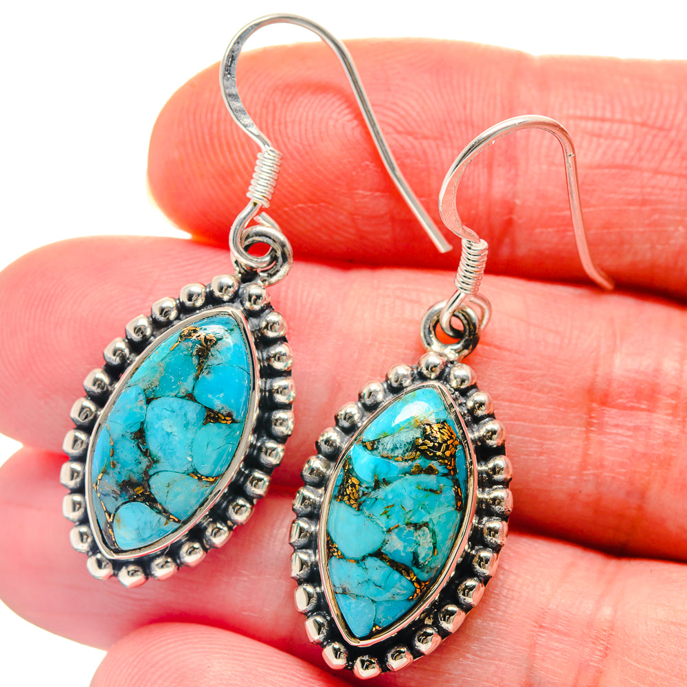 Blue Copper Composite Turquoise Earrings handcrafted by Anasilvercos - EARR423237