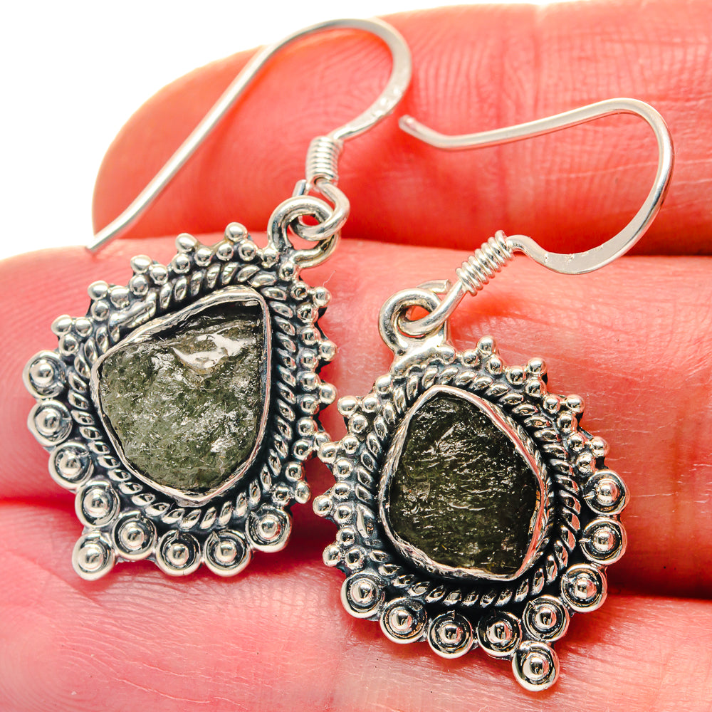 Czech Moldavite Earrings handcrafted by Anasilvercos - EARR423240