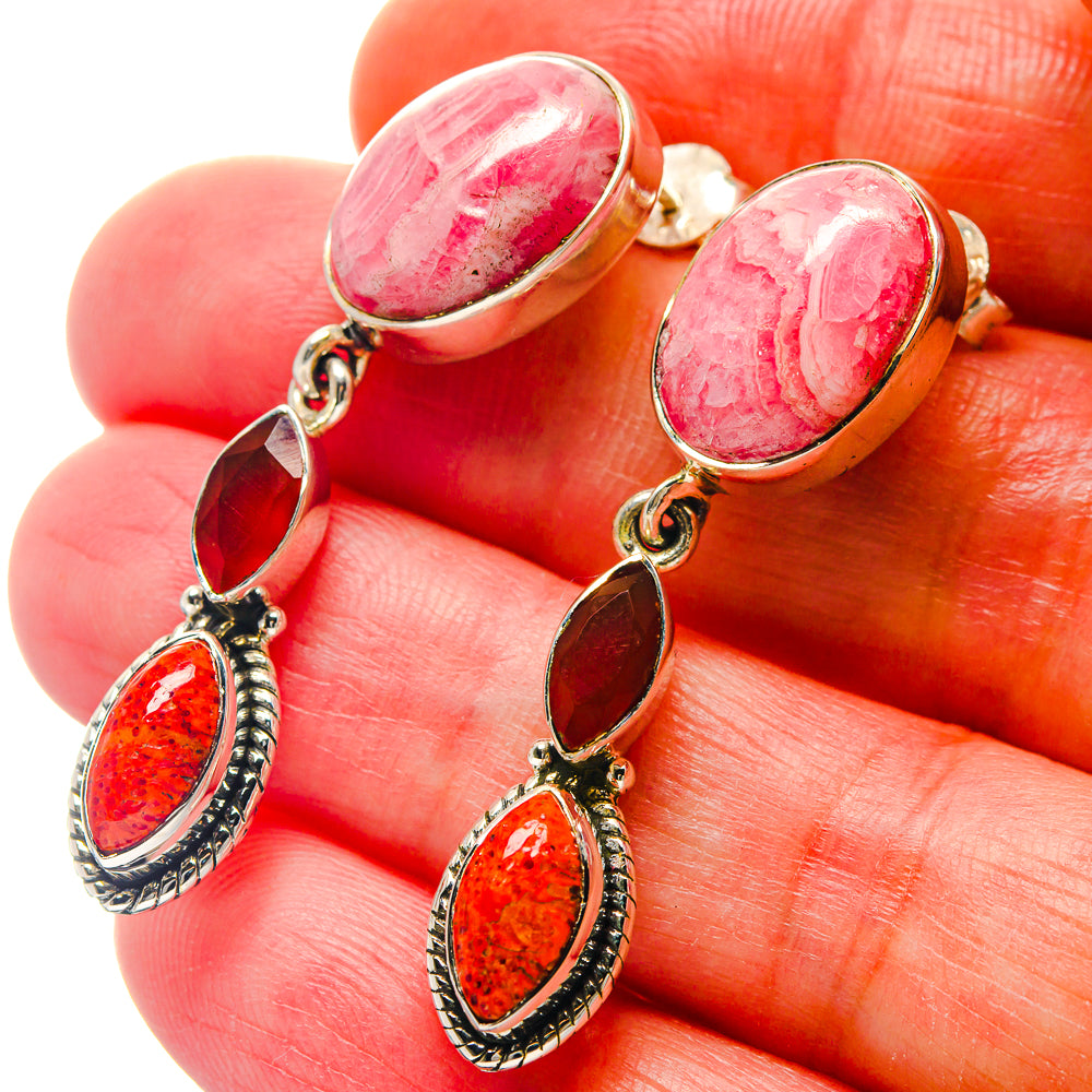 Rhodochrosite Earrings handcrafted by Anasilvercos - EARR423245