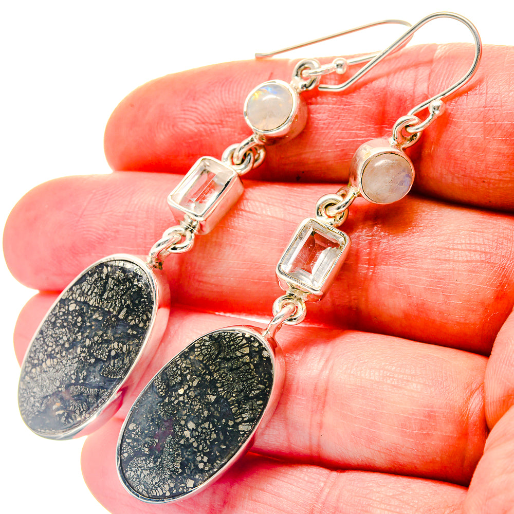 Pyrite Agate Earrings handcrafted by Anasilvercos - EARR423265