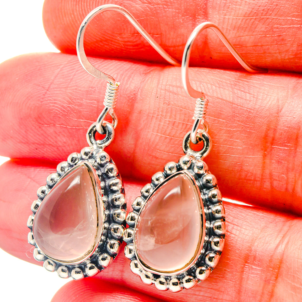 Rose Quartz Earrings handcrafted by Anasilvercos - EARR423277