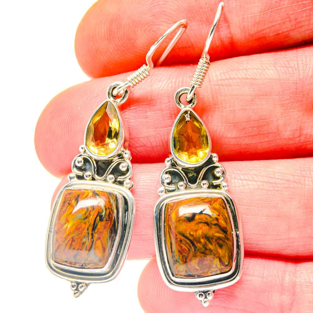 Golden Pietersite Earrings handcrafted by Anasilvercos - EARR423282