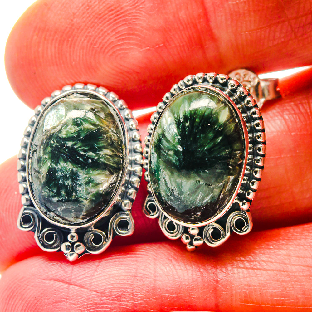 Seraphinite Earrings handcrafted by Anasilvercos - EARR423290