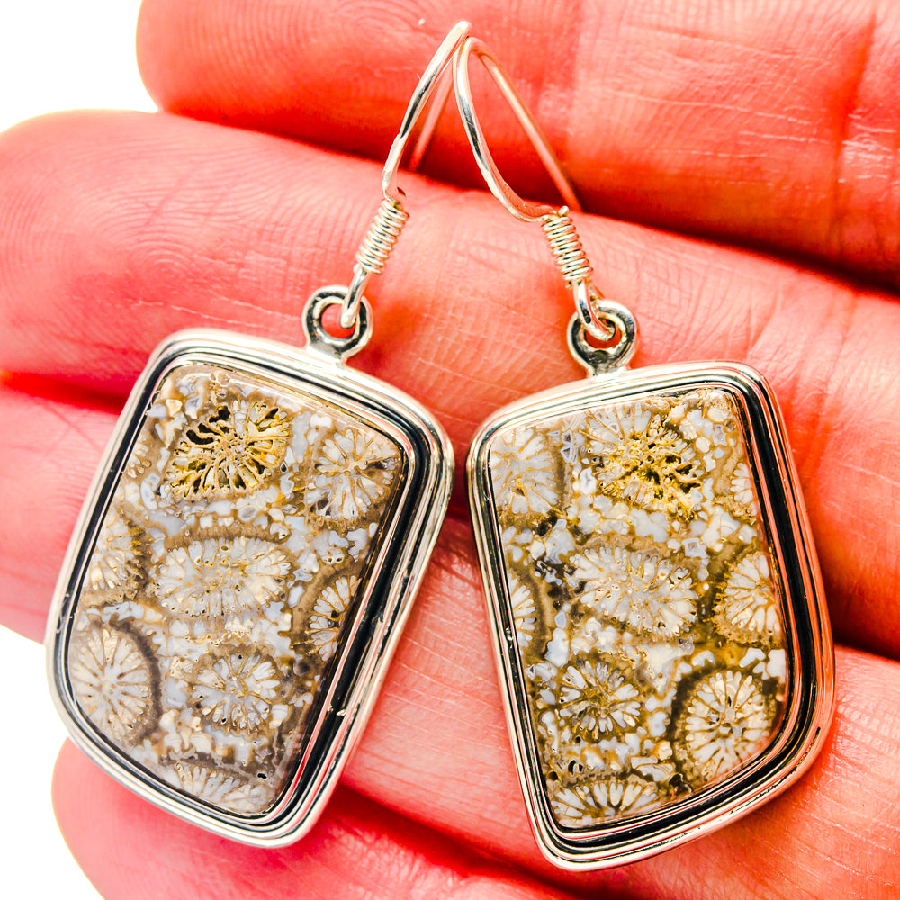 Fossil Coral Earrings handcrafted by Anasilvercos - EARR423304