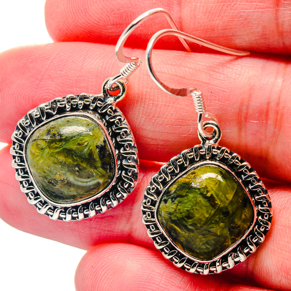 African Green Opal Earrings handcrafted by Anasilvercos - EARR423322