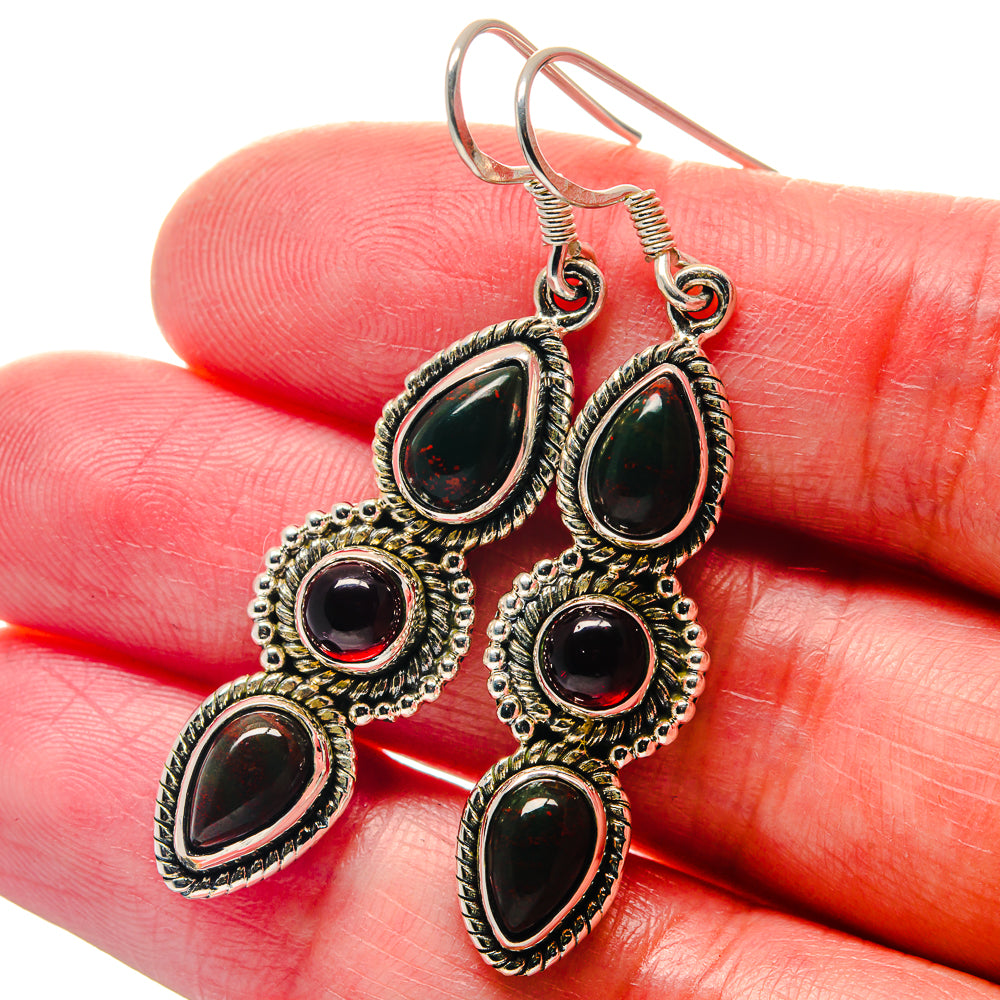 Bloodstone Earrings handcrafted by Anasilvercos - EARR423341