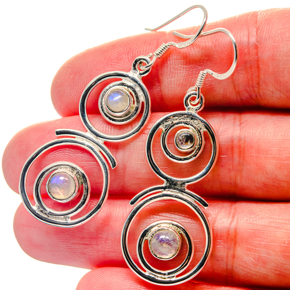 Rainbow Moonstone Earrings handcrafted by Anasilvercos - EARR423344