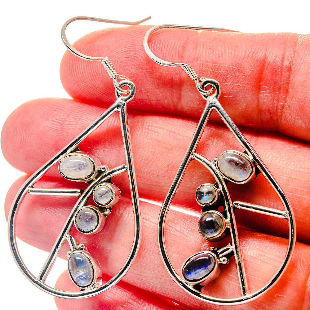 Rainbow Moonstone Earrings handcrafted by Anasilvercos - EARR423345