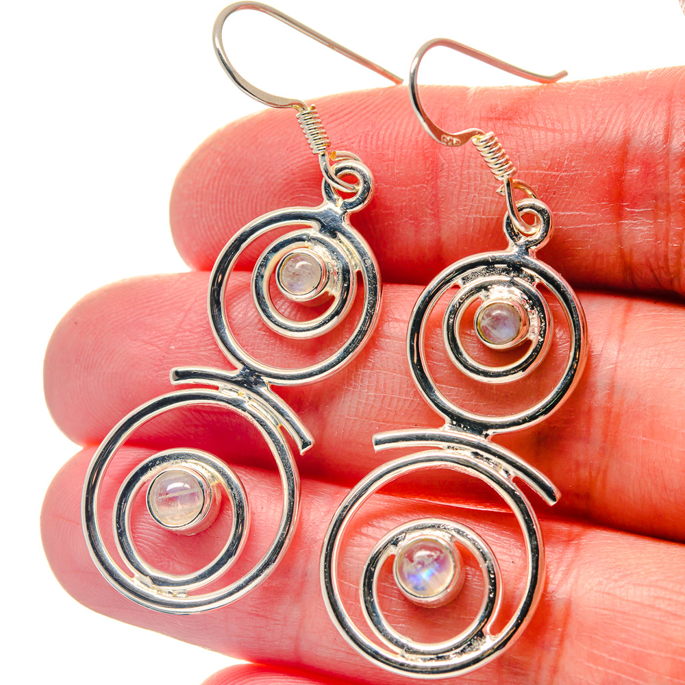 Rainbow Moonstone Earrings handcrafted by Anasilvercos - EARR423365