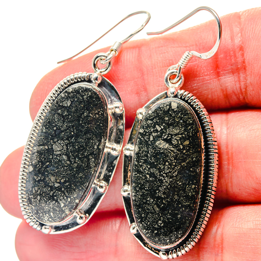 Pyrite In Black Onyx Earrings handcrafted by Anasilvercos - EARR423385