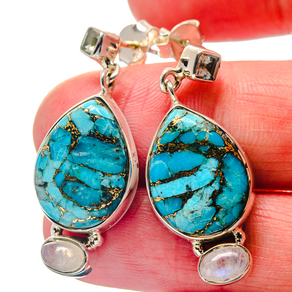 Blue Copper Composite Turquoise Earrings handcrafted by Anasilvercos - EARR423394