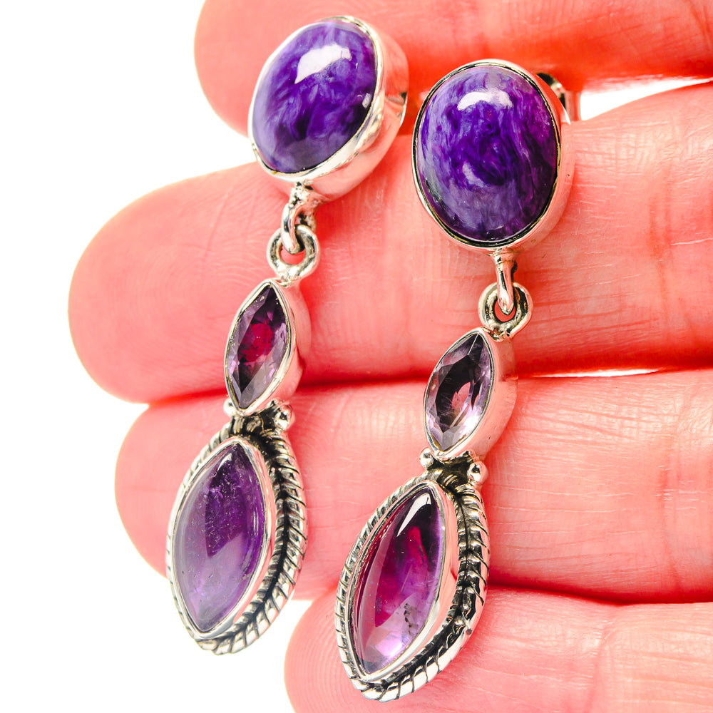 Charoite Earrings handcrafted by Anasilvercos - EARR423402