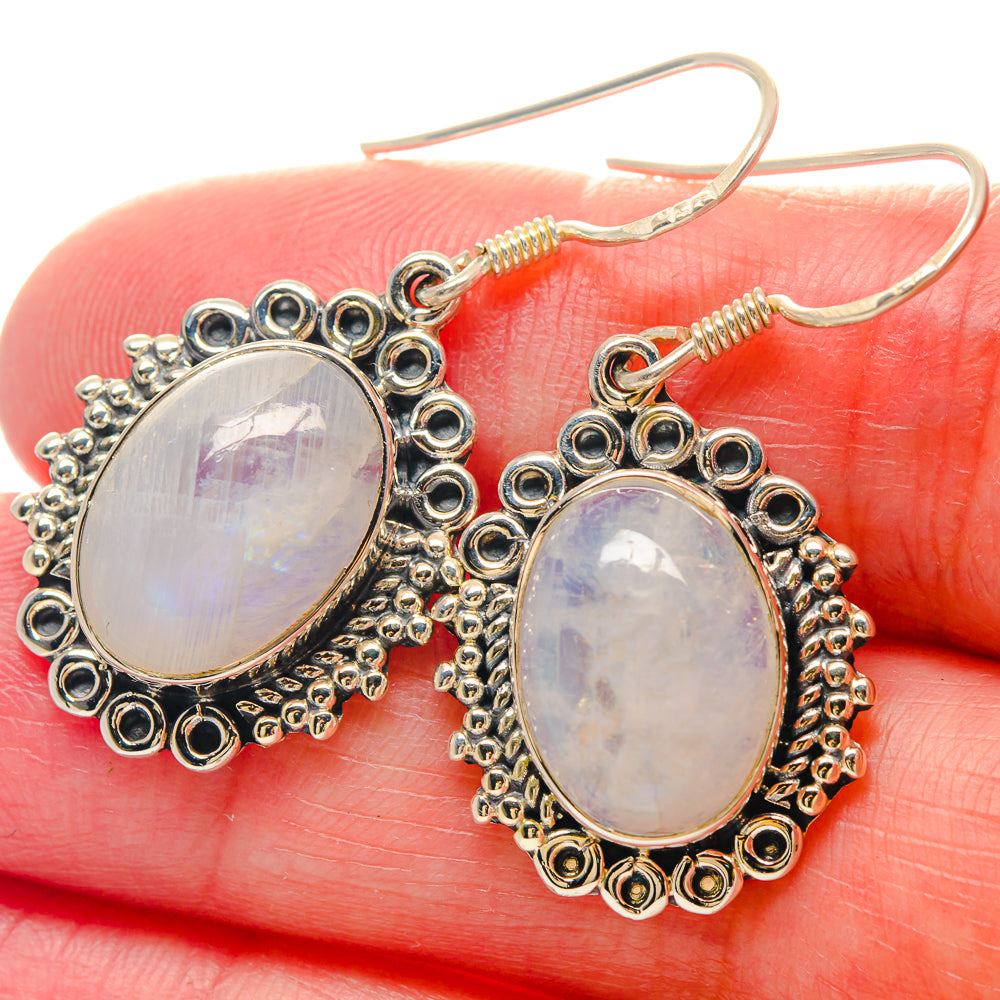 Rainbow Moonstone, Rose Quartz Pendants handcrafted by Anasilvercos - EARR423479