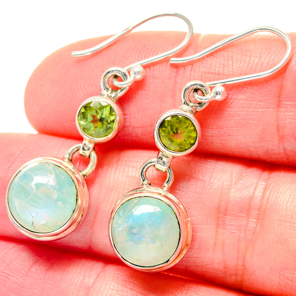 Rainbow Moonstone Earrings handcrafted by Anasilvercos - EARR423526