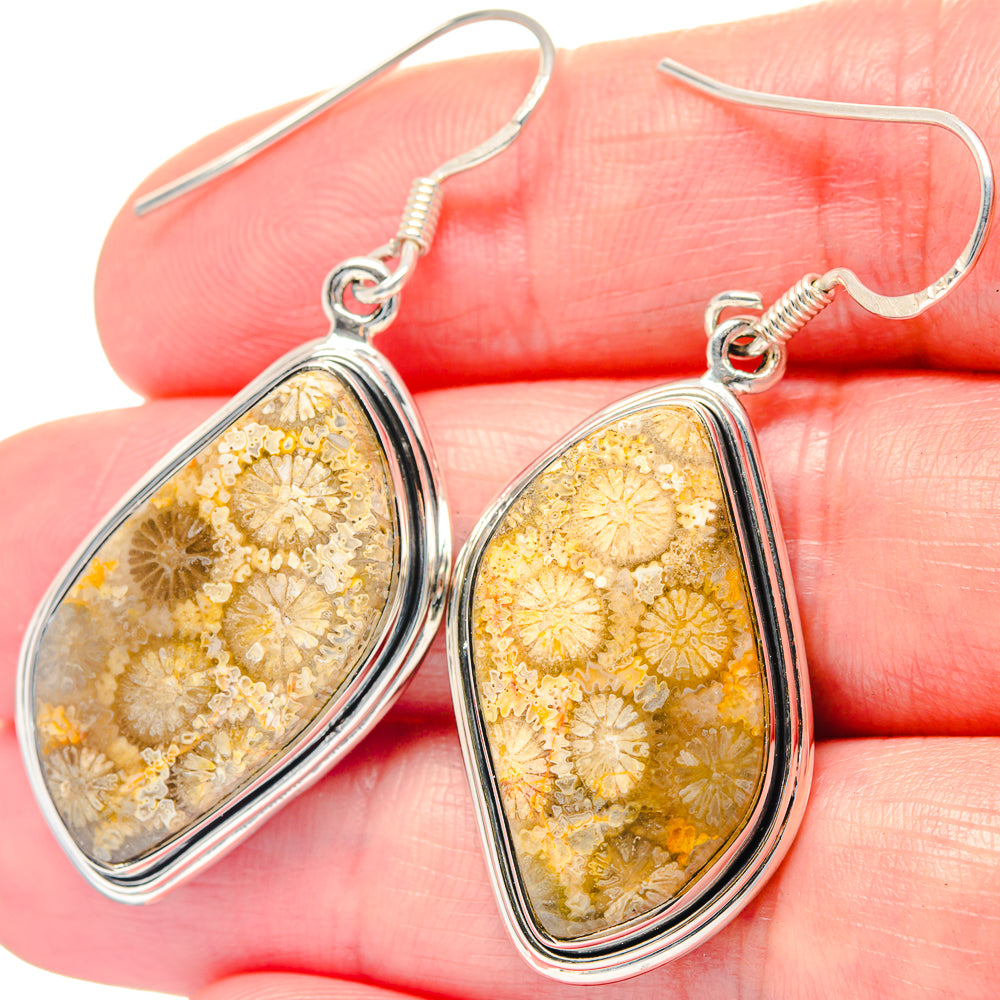Fossil Coral Earrings handcrafted by Anasilvercos - EARR423533