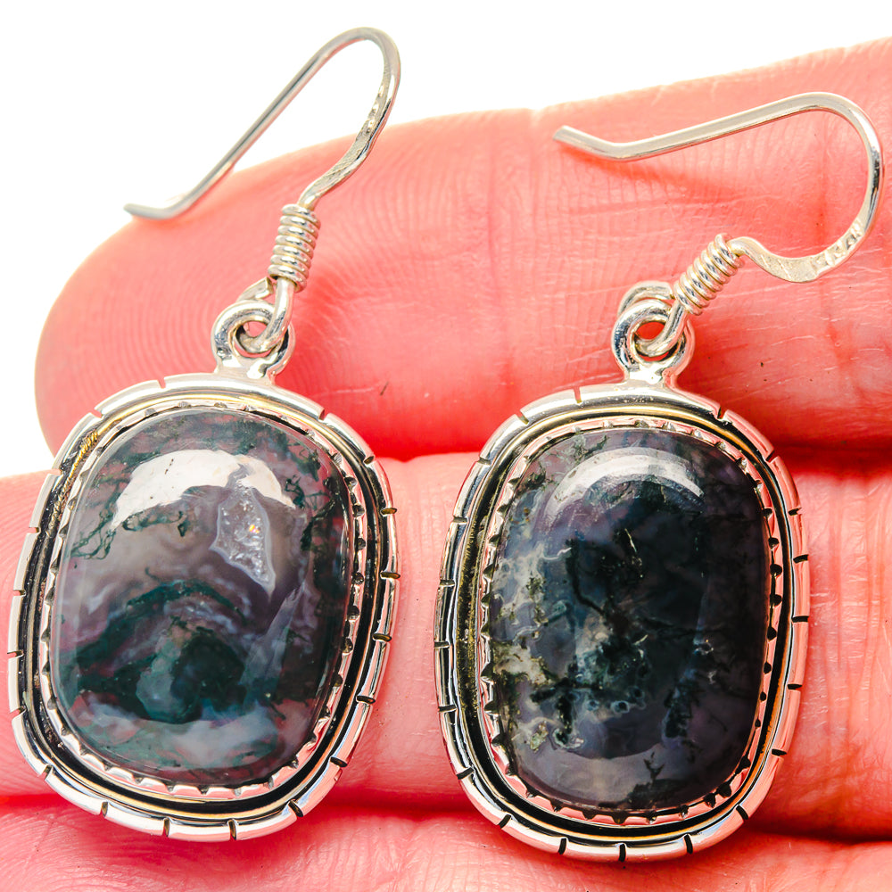 Green Moss Agate Earrings handcrafted by Anasilvercos - EARR423542
